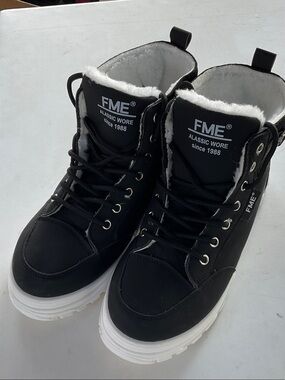 ME Makeover Essentials Men’s Black High-Top Winter Boots with White Sole